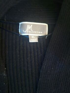 JM Collection Black Ribbed Cardigan Sweater